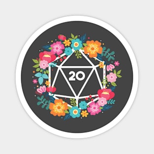 D20 Floral Wreath Magnet